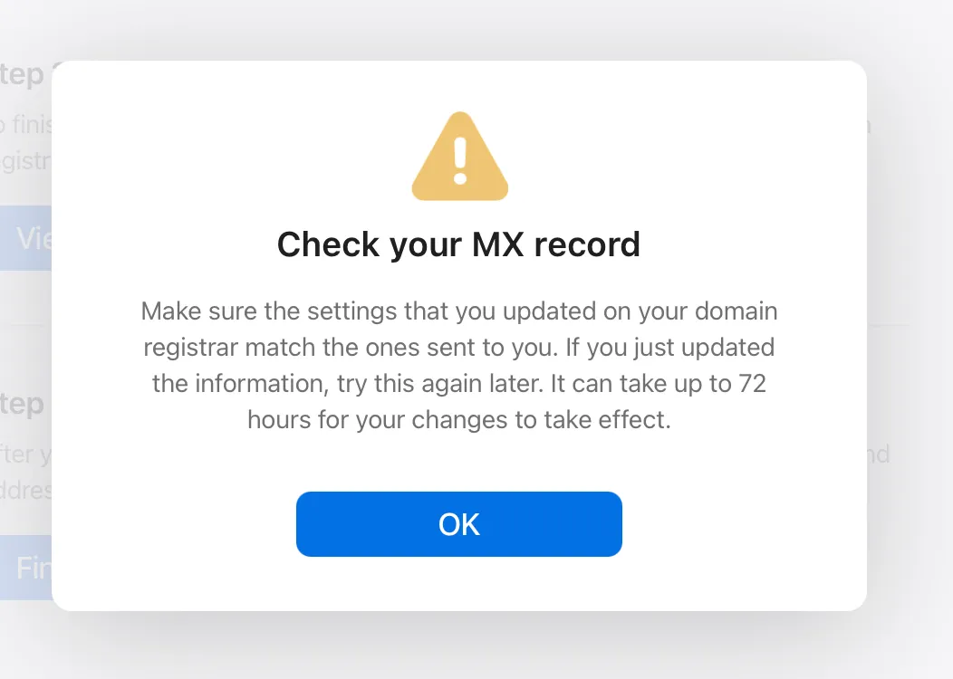 Check your MX record error